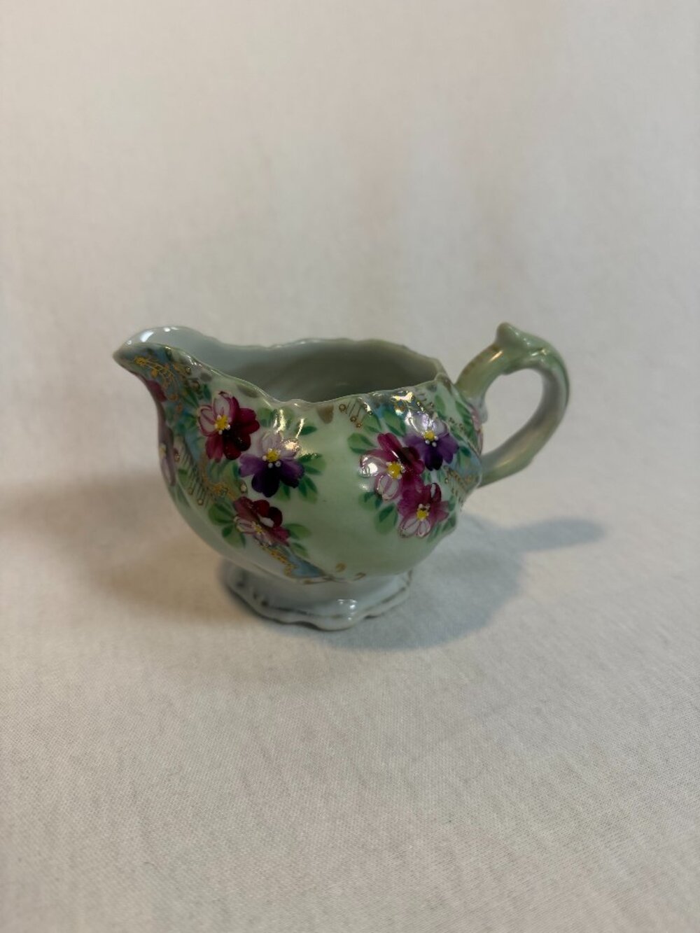Vintage Hand Painted Footed Porcelain Floral Creamer cottagecore violets